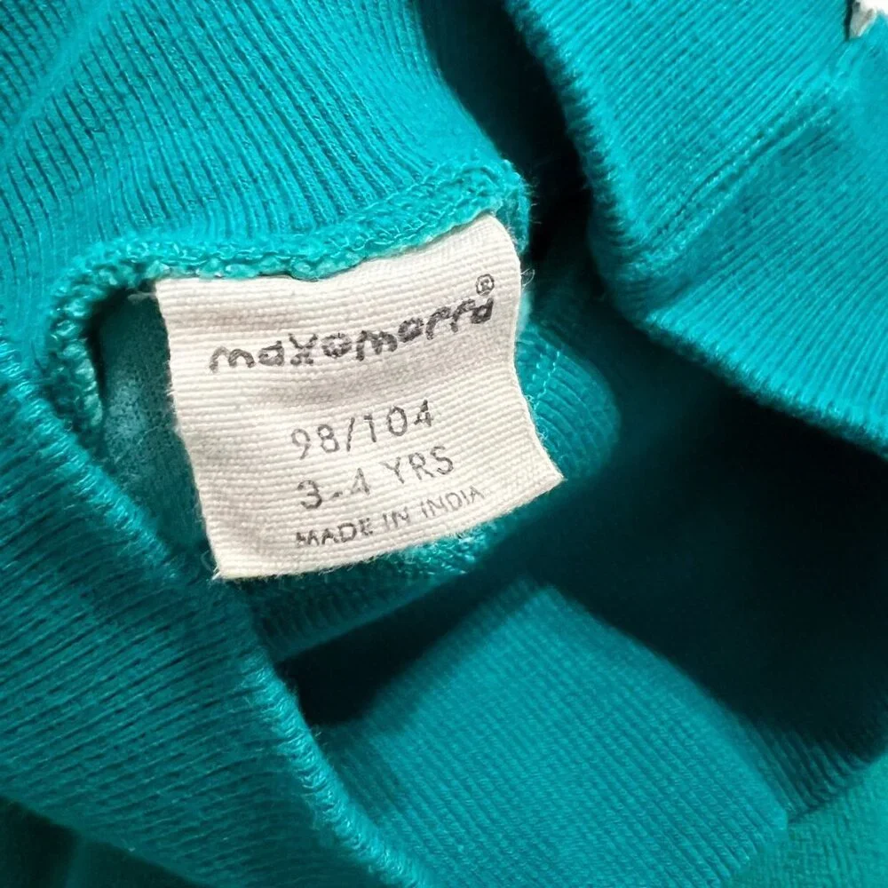 Maxomorra 3-4Y Rib Velour Turquoise Pants
